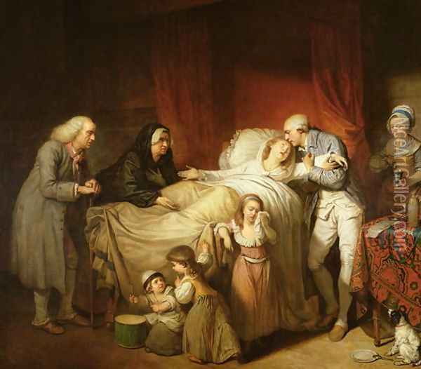 The Last Moments of the Beloved Wife, 1784 Oil Painting - Pierre-Alexandre Wille