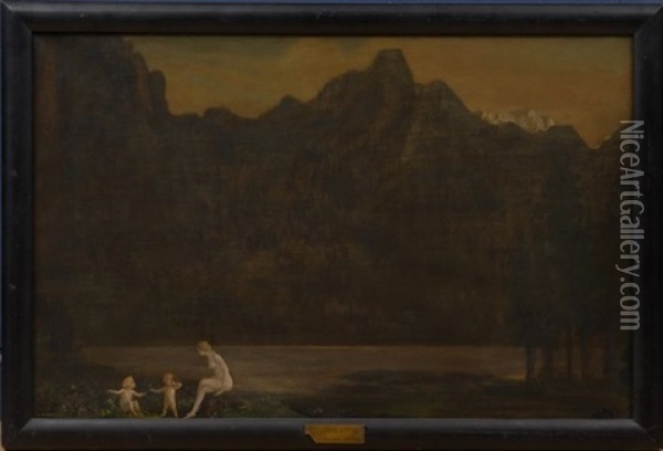 Leda And The Dioscuri Oil Painting - Arthur B. Davies