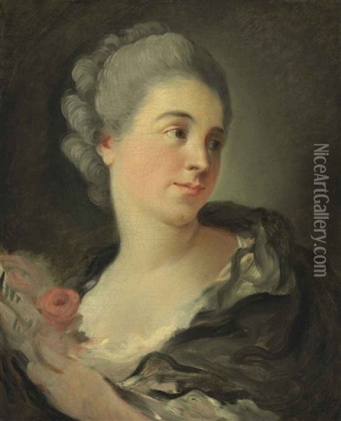 Portrait Of A Young Woman, Presumably Marie-therese Colombe Oil Painting - Jean-Honore Fragonard