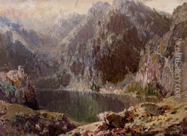 Horske Jezero Oil Painting - August Bedrich Piepenhagen