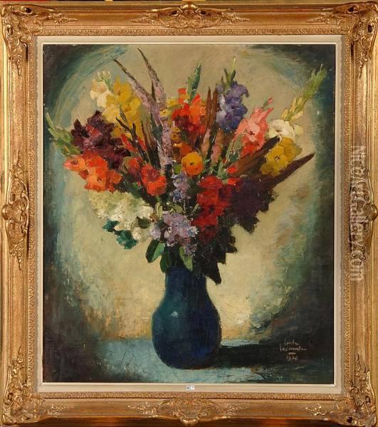 Vase De Fleurs Oil Painting - Emile Lecomte