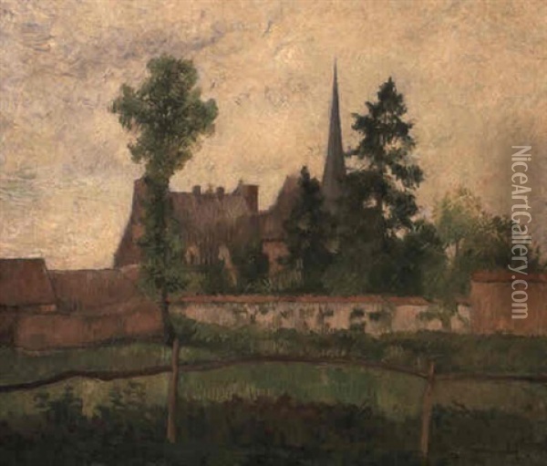 L'eglise Et La Ferme D'eragny Oil Painting - Camille Pissarro