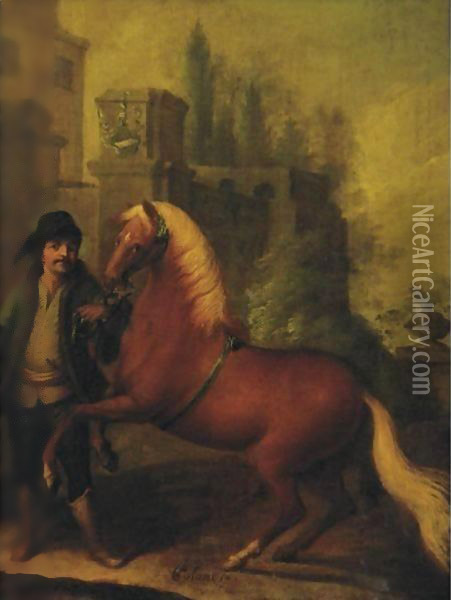 A Horse And His Groom Oil Painting - Martin Ferdinand Quadal