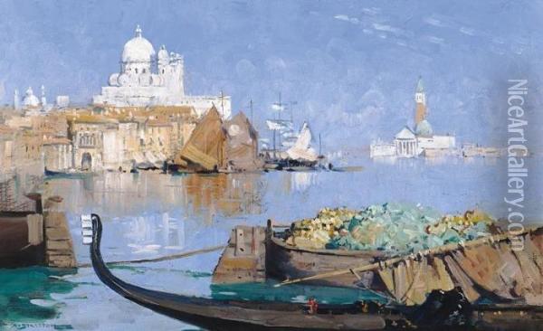 The Giudecca Lagoon Oil Painting - Arthur Ernest Streeton
