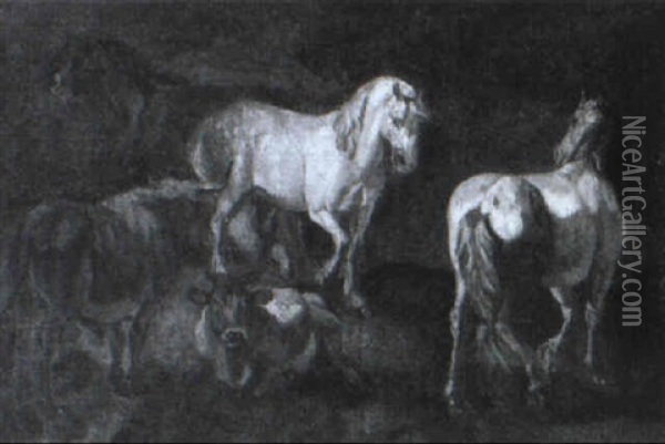 Horses And Cattle In A Landscape Oil Painting - Pieter van Bloemen