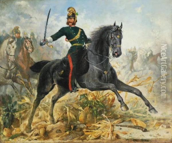 General Kawalerii Na Czele Regimentu Oil Painting - Thaddaus von Ajdukiewicz