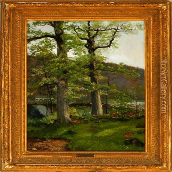 A Scandinavian Forest Oil Painting - Carl Oscar Borg
