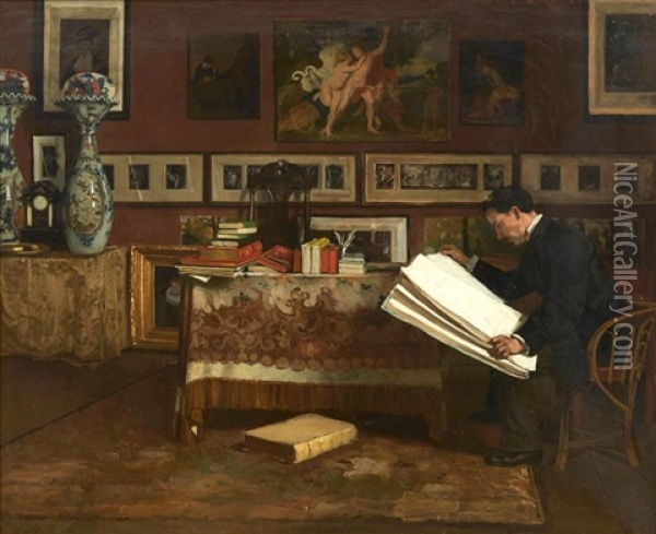 Le Cabinet D'un Amateur Oil Painting - Christian Ludwig Bokelmann