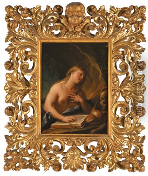 La Maddalena Penitente Oil Painting - Marc Antonio Franceschini