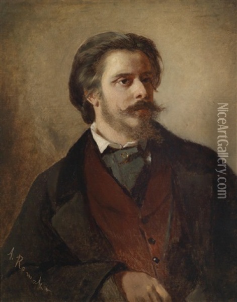 Bildnis Des Malers Berthold Winder (wien 1833-1888) Oil Painting - Anton Romako