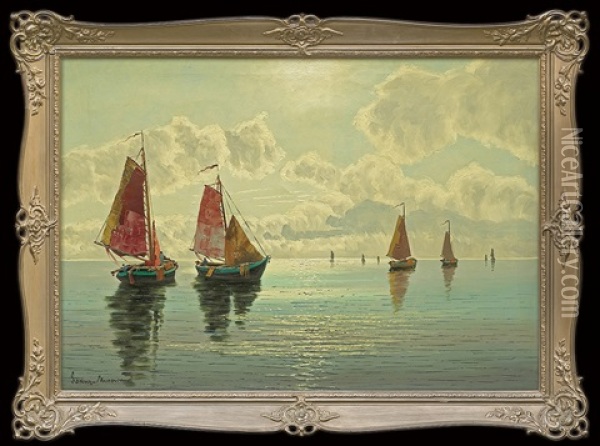 Keelboats Oil Painting - Ernst Hugo Lorenz-Morovana
