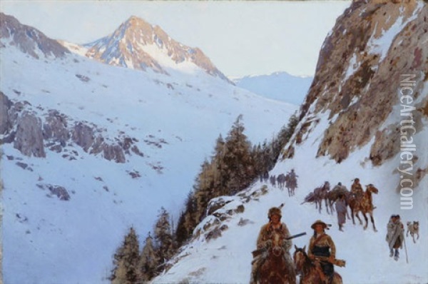 The Trail Over The Pass Oil Painting - Henry F. Farny