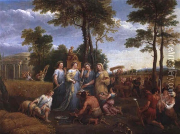 Fest Der Ceres Oil Painting - Nicolas Poussin