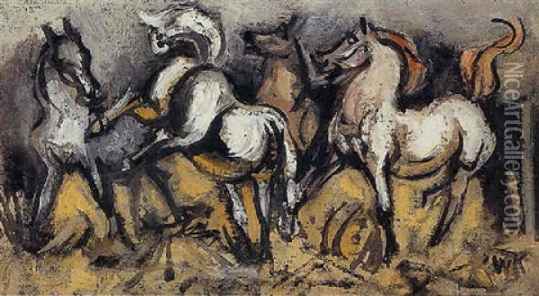 Frightened Horses Oil Painting - Walt Kuhn