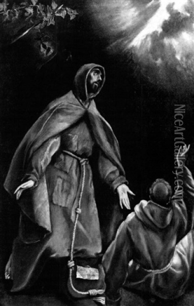 Saint Francis Of Assisi Havingthe Vision Of The Flaming     Torch Oil Painting -  El Greco