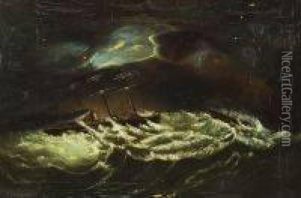 Ships On Dark Waters Oil Painting - Thomas Chambers