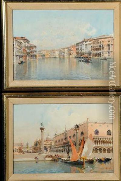 Canal Grande Palazzo Ducale Oil Painting - Emanuele Brugnoli