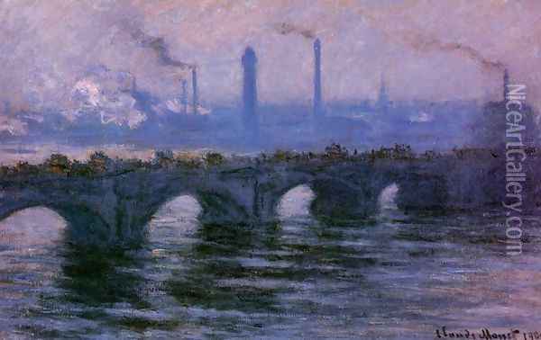 Waterloo Bridge, Overcast Weather Oil Painting - Claude Oscar Monet