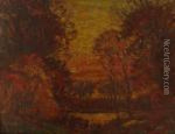Forest Landscape. Oil Painting - John Joseph Enneking