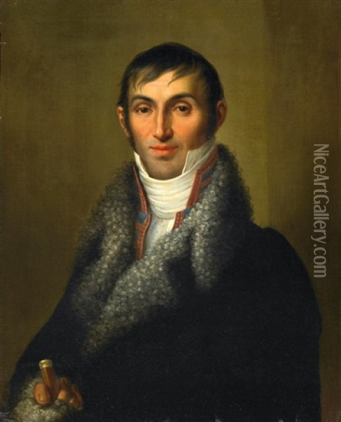 Portrat Eines Jungen Herrn In Pelz Umsaumtem Gehrock Oil Painting - Friedrich Georg Weitsch