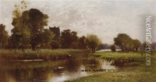 By The Thames Oil Painting - Ernest Parton