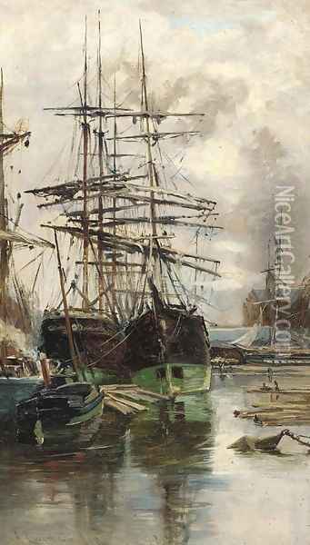 Shipping on the Clyde Oil Painting - Charles James Lauder