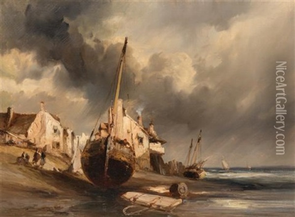 Harbor Scene Oil Painting - Louis-Gabriel-Eugene Isabey