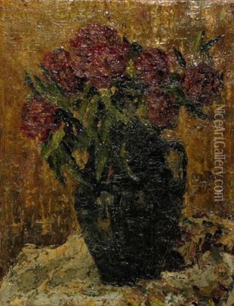 Vas Cu Flori Oil Painting - Octav Bancila