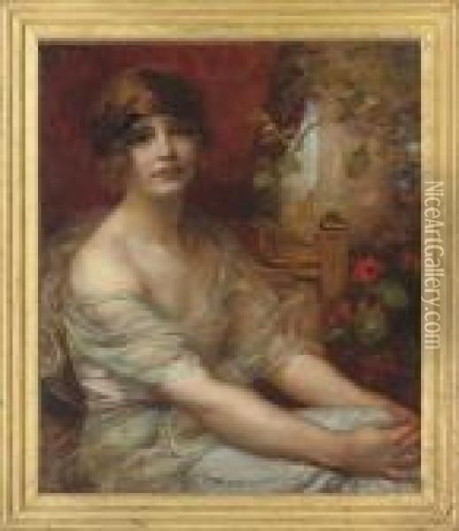 Portrait Of Winifred Ianthe Clayton Oil Painting - Henry John Stock