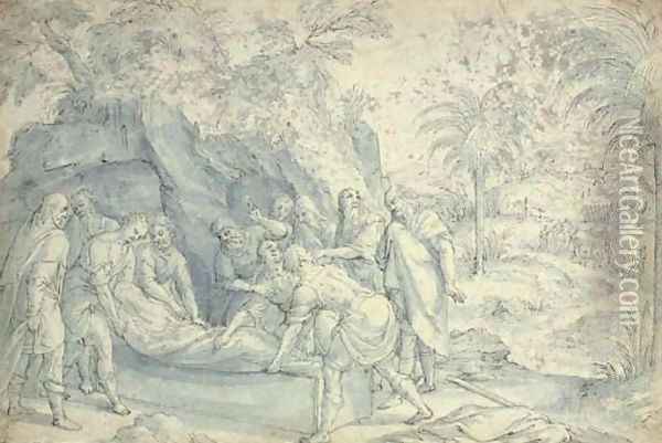 The Burial of an early Christian Oil Painting - Lambert van Noort