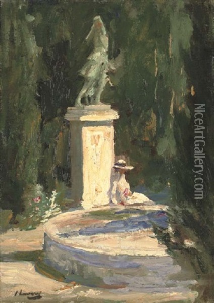 In The Garden, Tangier Oil Painting - John Lavery