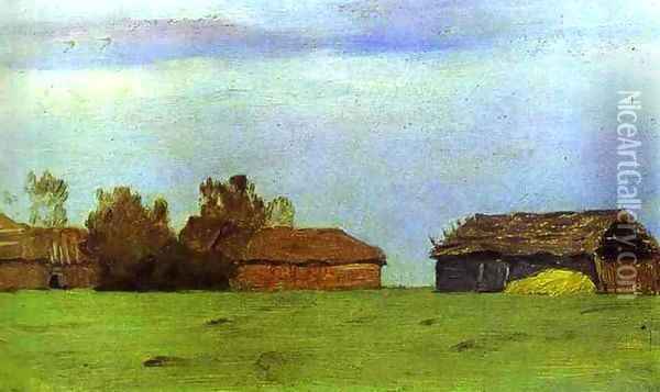 Landscape with Buildings Oil Painting - Isaak Ilyich Levitan
