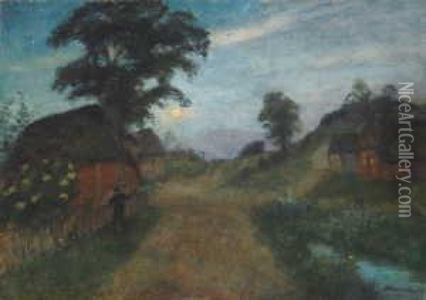 Nachtliche Dorflandschaft Oil Painting - Otto Modersohn