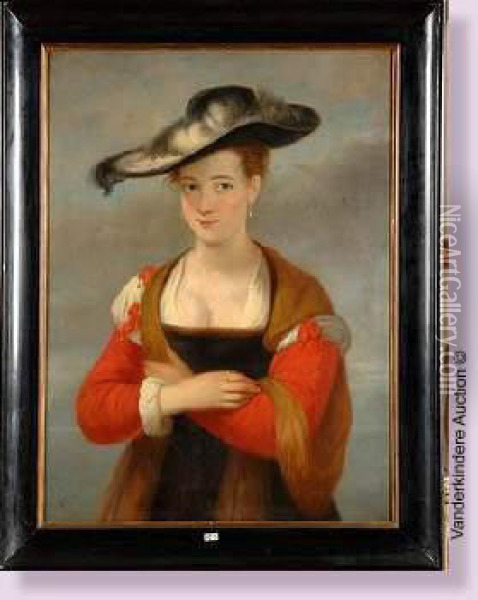 Portrait De Helene Fourment Oil Painting - Jozef Cornelius Correns