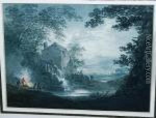 Moonlight Mill Oil Painting - William Payne