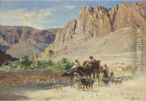 Caravane Dans Le Desert Oil Painting - Eugene-Alexis Girardet