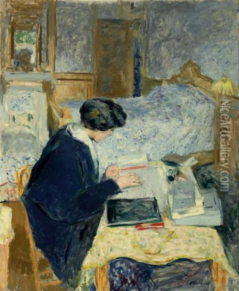 Lucie Hessel Lisant Oil Painting - Jean-Edouard Vuillard
