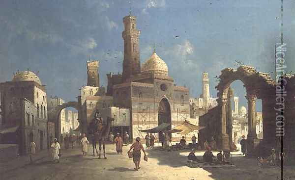 An Arab Town Oil Painting - August von Siegen
