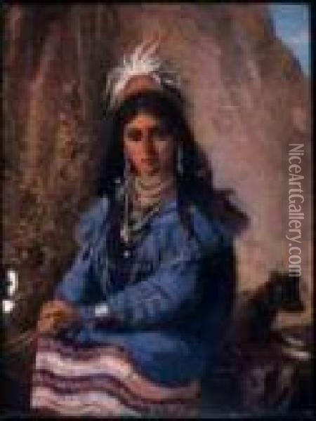 Portrait Of A Native Girl
 Oil On Board Oil Painting - William Raphael