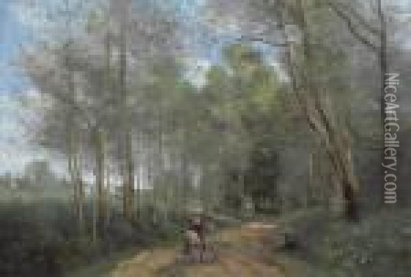 Ville D'avray - Le Cavalier A La Entree Du Bois Oil Painting - Jean-Baptiste-Camille Corot