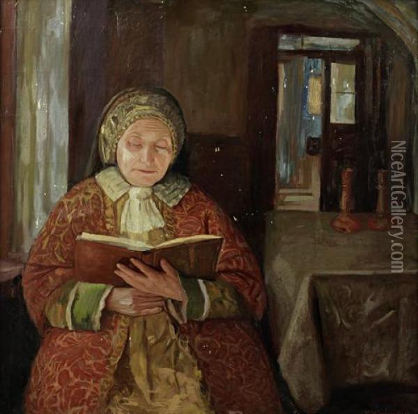 Jewish Woman Praying Oil Painting - Maurice Minkowski