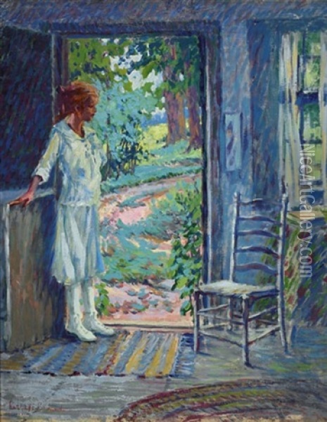 Young Girl In A Doorway Oil Painting - Harriette Bowdoin