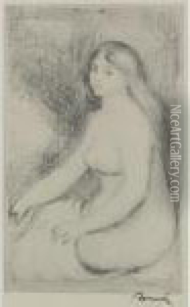 Baigneuse Assise (d., S. 11) Oil Painting - Pierre Auguste Renoir