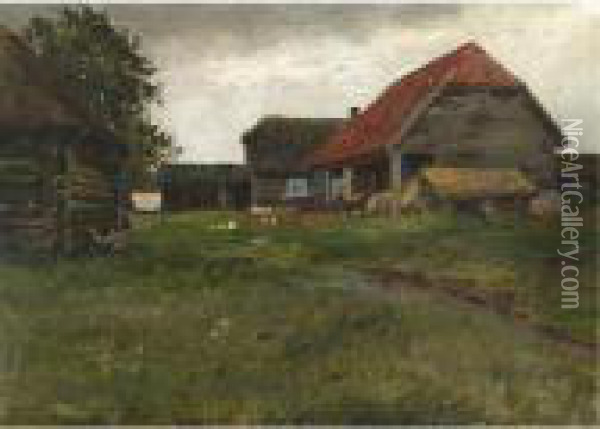 Farm Buildings Near Majori Oil Painting - Konstantin Ivanovich Gorbatov