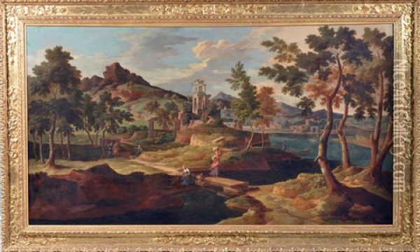 Paesaggio Ideale Della Campagna Romana Oil Painting - Crescenzio Onofri