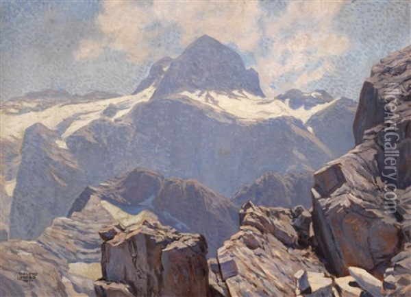 Der Triglav Vom Gipfel Des Razans, Julische Alpen Oil Painting - Bruno Hess