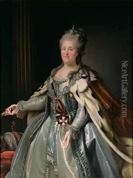 Portrait of Catherine II (1729-96) Oil Painting - Anton Albertrandi