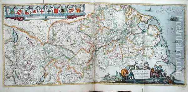 Map of the course of the River Rhine Oil Painting - Hendrik I Hondius