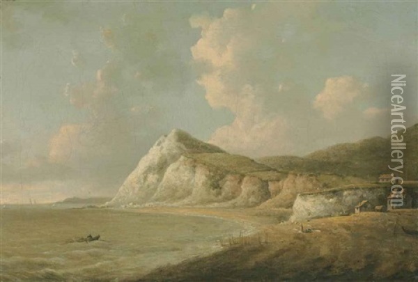 A View On The Coast, Probably St. Margaret's Bay, Kent Oil Painting - William Marlow