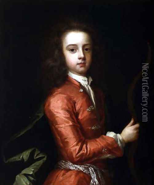 Portrait of a boy said to be the Duke of Gloucester holding a bow Oil Painting - Sir Godfrey Kneller